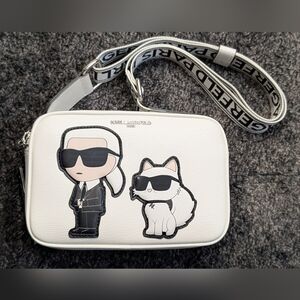 Karl Lagerfeld White Belt Bag with Iconic Characters